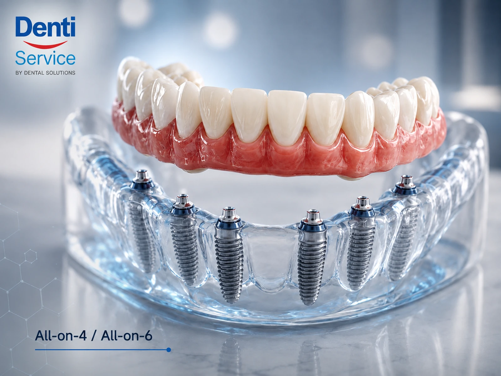Lucrare fixă All-on-4 și All-on-6 pe implanturi dentare – Denti Service Bacău