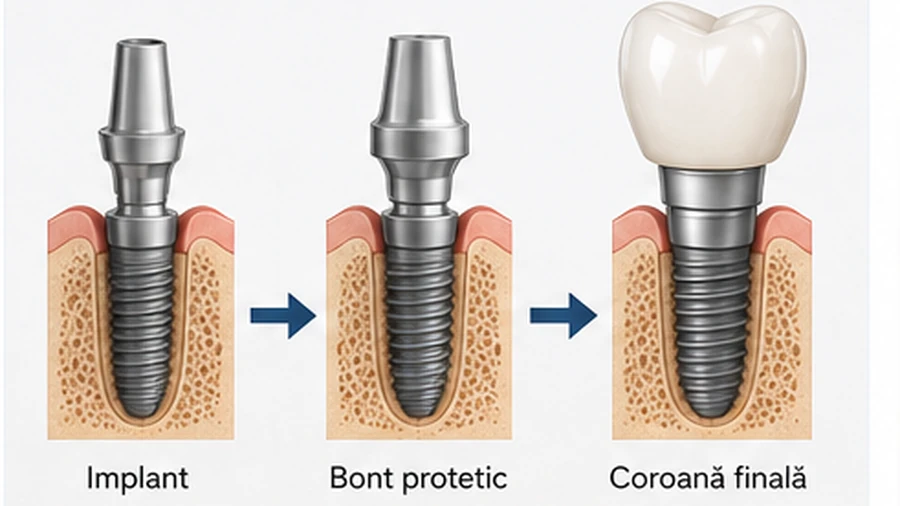 Bont protetic și coroană dentară pe implant
