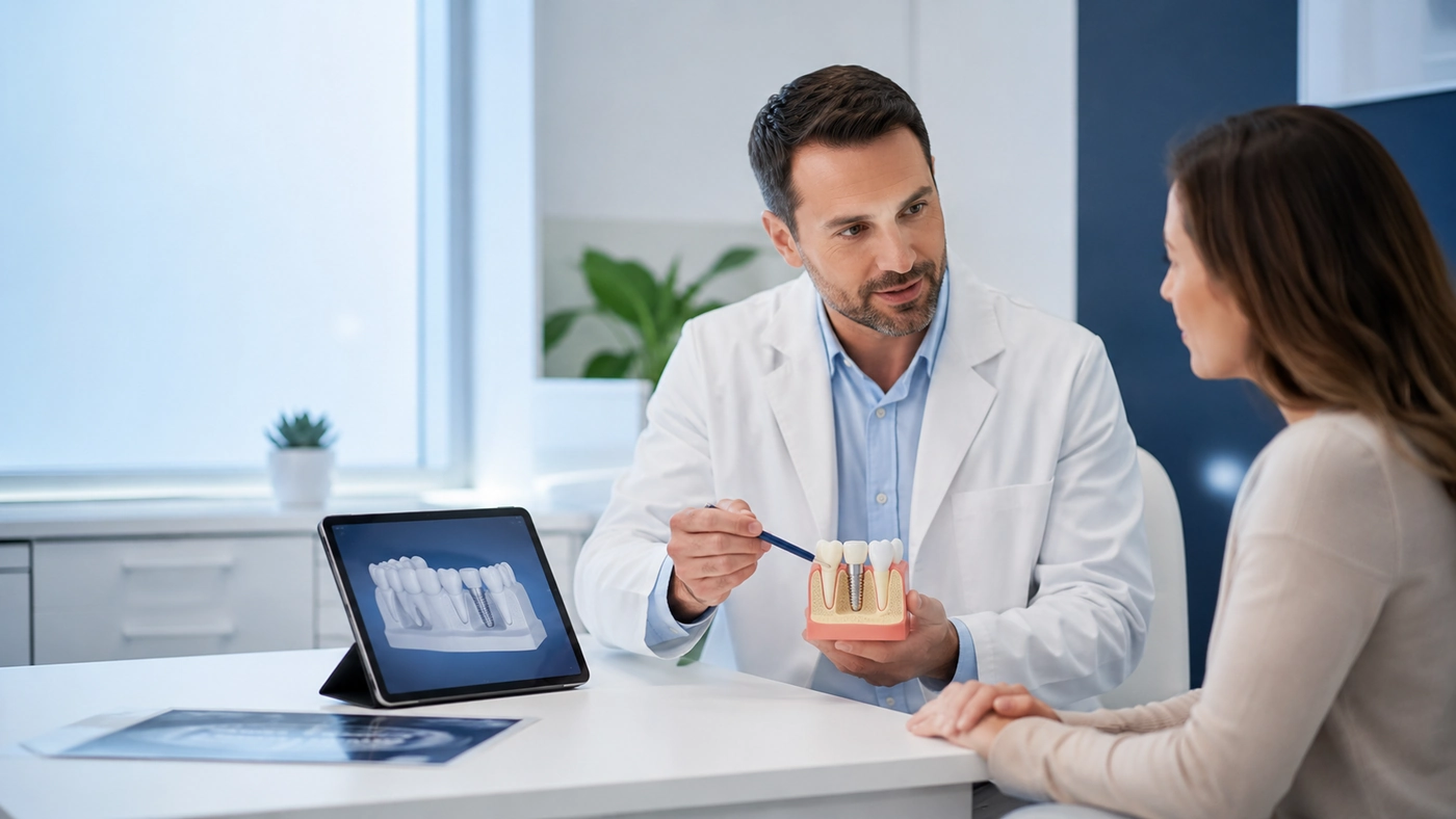 Consultație pentru tratament cu implant dentar